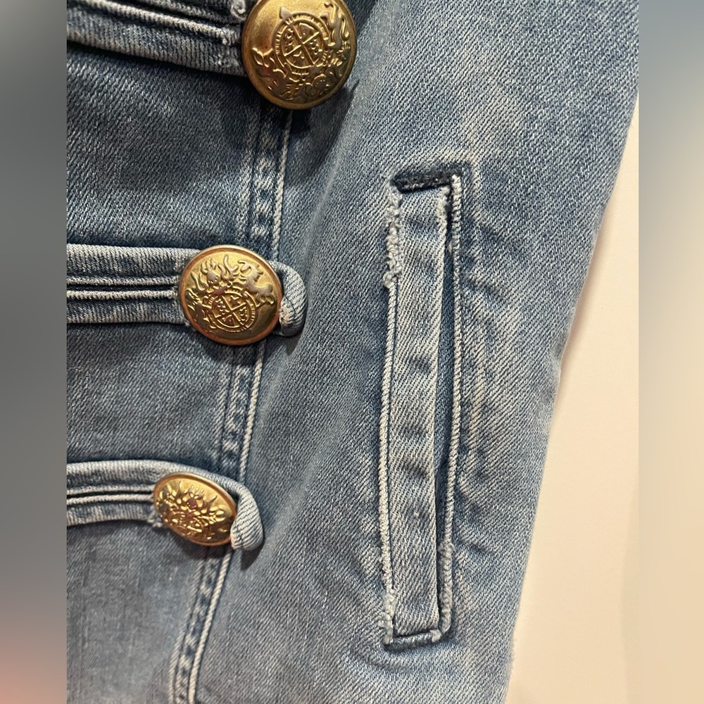 Free People Light Blue Military-Style Jean Jacket - Picture 11 of 14